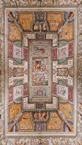 Plafond van de Sala delle Gesta Rossiane, Rocca dei Rossi, San Secondo, Parma, Italië, ca.1570 door Cesare and Jacopo Bertoia and others Baglione