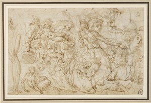 Blad met Figurenstudies, ca. 1600