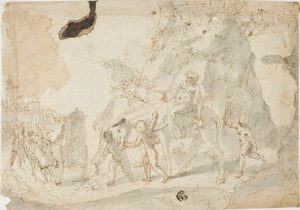 Triomf van Bacchus met dronken Silenus op ezel door Cesare Pollini