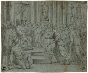 Salomo ontvangt de Koningin van Sheba door Cesare Rossetti