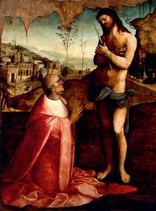 Christus lijdend en kardinaal Oliviero Carafa in gebed door Cesare da Sesto