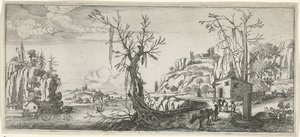 Landschap met reizigers met pakezels door Chaerles de Hooch