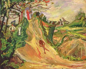 Heuvel met een Man op de Weg door Chaim Soutine
