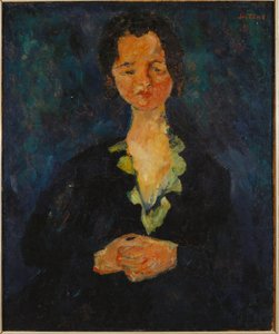 Portret van een vrouw met een blauwe achtergrond, 1927 door Chaim Soutine