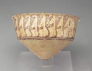 Kegelvormige kom met een luipaardontwerp, 3500-3000 v.Chr. door Chalcolithic