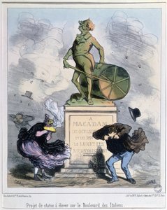 Project om een standbeeld ter ere van Macadam op te richten op de Boulevard des Italiens, Parijs door Amédée de Noé