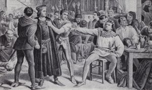 Lord Saye en Sele, op het punt onthoofd te worden tijdens de opstand van Jack Cade door Charles (after) Lucy