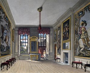 Audiëntiezaal van de koningin, gravure door William James Bennett (1787-1844), gebaseerd op ontwerp van Charles Wild (1781-1835), uit The History of the Royal Residences door Charles (after) Wild
