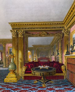 Gouden salon, gravure door William James Bennett, gebaseerd op ontwerp door Charles Wild, uit The History of the Royal Residences door Charles (after) Wild