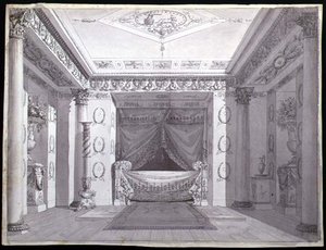 Ontwerp voor een Empire-slaapkamer, c.1810 door Charles (attr. to) Percier