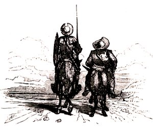 Don Quichot op zijn paard, naast Sancho op zijn ezel door Charles Albert d