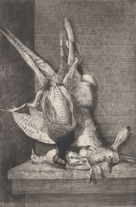 Jachttrofee met wildvogels en konijn, 1850-1900 door Charles Alphonse Deblois