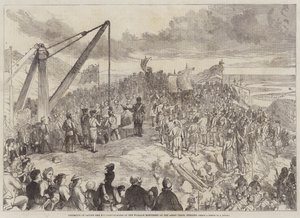 Ceremonie van het leggen van de eerste steen van het Wallace Monument op de Abbey Craig, Stirling