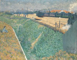 De Westelijke Spoorweg bij de uitgang van Parijs, 1886 door Charles Angrand