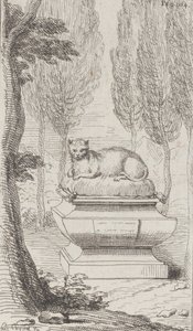 Kat op een graf door Charles Antoine Coypel