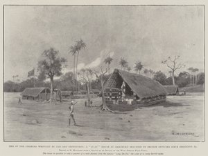 Een van de Veranderingen door de Aro Expeditie, een Ju-Ju Huis in Arochuku bezet door Britse Officieren sinds 23 december door Charles Auguste Loye