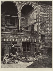 De cholera in Egypte, scène in de binnenplaats van een huis in Caïro door Charles Auguste Loye