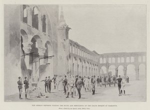 De Duitse keizer bezoekt de ruïnes en herbouw van de Grote Moskee in Damascus
