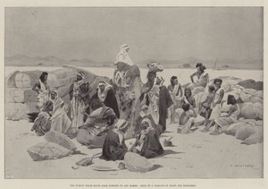 De Nubische Handelsroute van Korosko naar Abu Hamed, Rustplaats van een Karavaan van Arabieren en Bishareen door Charles Auguste Loye