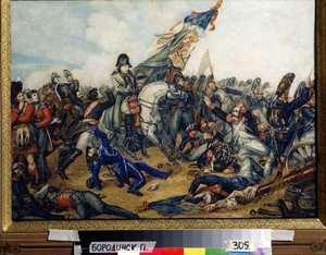 Napoleon I bij de slag bij Waterloo op 18 juni 1815 door Charles Auguste Steuben