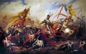 Godsdienstoorlogen (1562-1598): koning Hendrik IV van Frankrijk bij de Slag bij Ivry door Charles Auguste Steuben