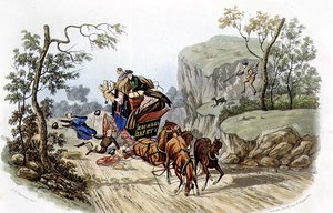 "Ongelukken gebeuren bij de best uitgeruste koetsen!", gegraveerd door R.G. Reeve, uitgegeven door Thomas McLean