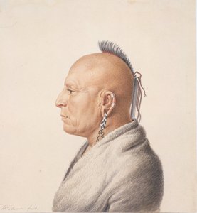 Osage Krijger, 1805-7 door Charles Balthazar Julien Févret de Saint Mémin