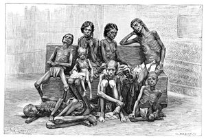 Hongersnoodslachtoffers, India, 1895 door Charles Barbant