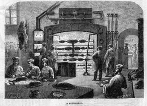 La Rotisserie des keukens van het Palais des Tuileries, in 1864. Gravure door F. Lix en Barbant naar een tekening van Moullin. door Charles Barbant