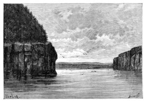De Angara rivier, onder de Padunskiy stroomversnellingen, Siberië, Rusland, 1895 door Charles Barbant