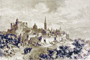 Uitzicht op Spoleto, illustratie uit 