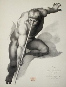 Engel die op de trompet speelt, plaat 1 uit Cours de Dessin Volume II: 