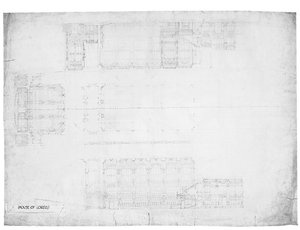 Ontwerp voor de oost-, west- en noordgevels van het House of Lords, ca. 1842