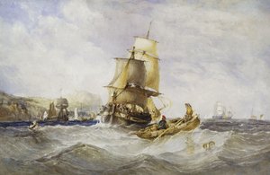 Scheepvaart bij Scarborough, 1848 door Charles Bentley