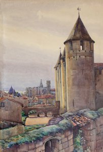 Interieur van de stad Carcassonne, ca. 1904 door Charles Bernier