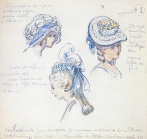 Kapsels en hoofddeksels, voor rol van Camille in opvoering van Don