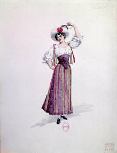 Kostuum van jonge vrouw (Nedda of Colombine?) voor de opera 