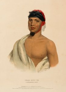 PEAH-MUS-KA. Een MUSQUAKE CHIEF, uit Geschiedenis van de Indianenstammen van Noord-Amerika. door Charles Bird King