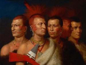 Young Omahaw, War Eagle, Little Missouri en Pawnees door Charles Bird King