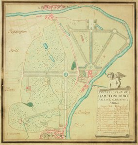 Algemeen plan van de tuinen en parken van Hampton Court Palace, ca. 1713 door Charles Bridgeman