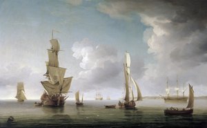 Navigatie in de monding van de Theems, Engeland, grote verscheidenheid aan boten en beschrijving van de Engelse kust door Charles Brooking