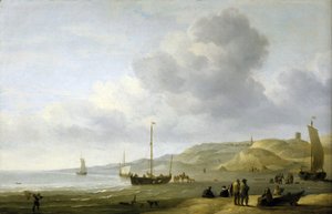 Scène aan de kust bij Scheveningen, Nederland door Charles Brooking