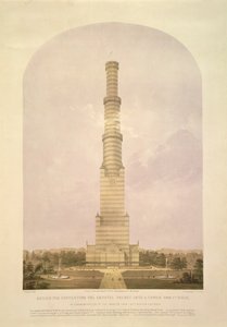 Ontwerp voor het Omzetten van het Crystal Palace in een 1000 ft Hoge Toren, uitgegeven door Ackermann und Co., 1852