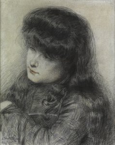 Een Meisje Leunend over een Stoel, 1881 door Charles Burton Barber