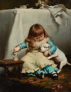 Eens gebeten, tweemaal verlegen, 1885 door Charles Burton Barber
