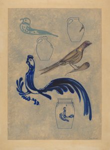 Vogelversieringen op steengoed, 1935-1942 door Charles Caseau