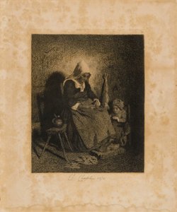 Oude vrouw zittend