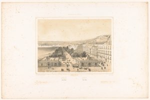 Zicht op de Villa Poggio Reale met bomenlaan in Napels door Charles Claude Bachelier