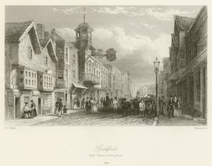 Guildford, Hoofdstraat, kijkend naar het oosten, 1840 door Charles Claude Pyne