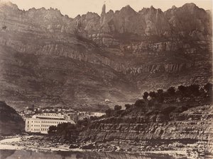 Monserrat, algemeen uitzicht op de berg vanaf Monistrol, 1860 door Charles Clifford
